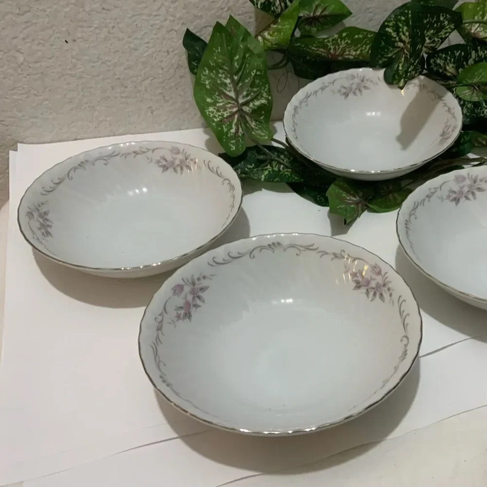 Set 4 GENUINE PORCELAIN CHINA GOLD STANDARD PINK ROSE MADE IN JAPAN FRUIT BOWL